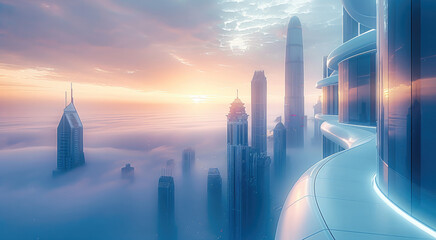 Leinwandbilder - A high-rise architecture building and futuristic architecture together.