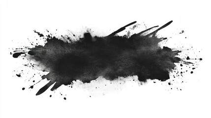 Poster - Black watercolor stain with expressive washes and splashes, giving a paper-textured background.