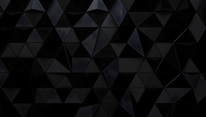 Wall Mural - Abstract dark black triangular mosaic tile wallpaper texture with geometric fluted triangles background banner seamless pattern isolated with white highlights, png