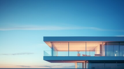 Poster - Sleek minimalist architecture showcasing modern buildings with clean lines against a clear sky