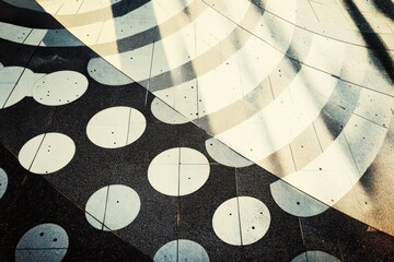 Poster - Large and small circles are scattered across a diagonal grid, creating an abstract geometric pattern that captivates the eye. Generative AI