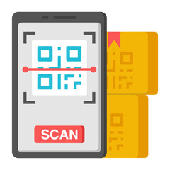 Sticker - Flat design icon of mobile barcode

