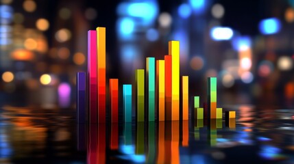 Poster - colorful bar graph on dark background