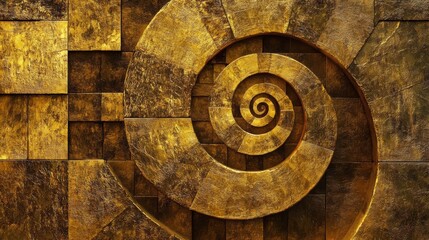 Leinwandbilder - The artwork features a golden spiral elegantly entwined with squares and rectangles, creating a mesmerizing abstract design. Generative AI