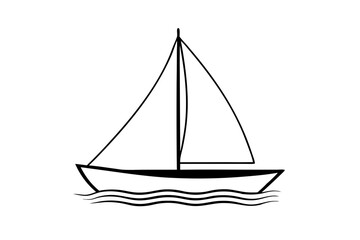 Sailing Boat on Water silhouette | isolated vector silhouette illustration on white background