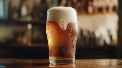 Poster - Refreshing Glass of Beer with Foam on Top