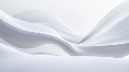Poster - serene white abstract waves create a tranquil escape into futuristic architectural expression.