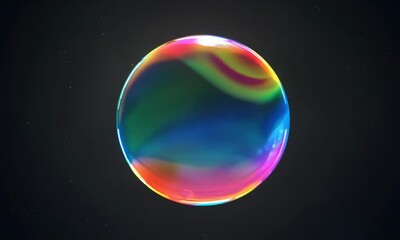 Poster - Single soap bubble showcases light and reflection.