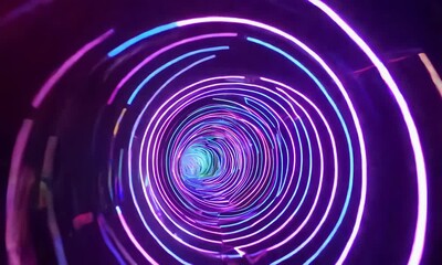 Poster - A mesmerizing neon tunnel with vibrant colors swirling  creating a sense of depth and energy.