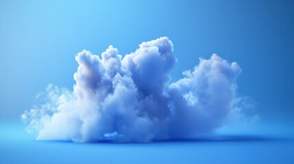 Poster - 3D illustration of a digital cloud on a blue background, representing cloud computing, data storage, and modern technology concepts.
