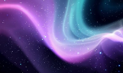 Poster - A vibrant  swirling aurora borealis in a dark night sky  with a scattering of stars.