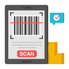 Poster - Flat design icon of mobile barcode scan

