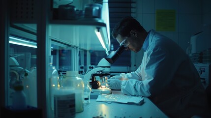 Poster - Scientist Examining Samples in Laboratory Environment