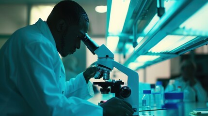 Poster - Scientist Examining Samples in Laboratory Environment