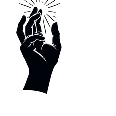 Poster - vector Hand silhouette in white background
