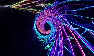 Poster - Abstract neon lights swirling in mesmerizing vortex design.