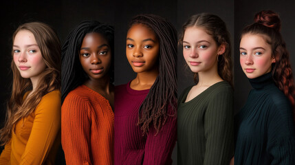 Wall Mural - Diverse Teen Girls Staring into Camera