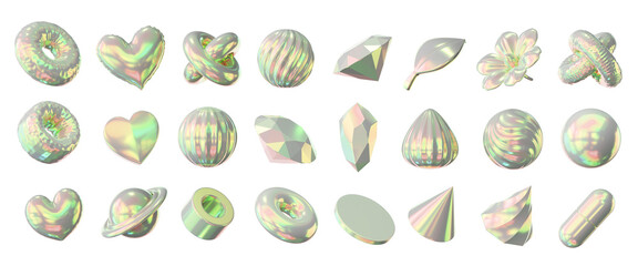 Poster - Holographic element set pack isolated background 3d rendering	
