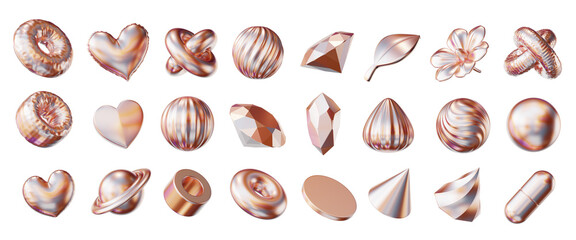 Poster - Holographic element set pack isolated background 3d rendering	
