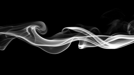 Poster - Elegant Flow of White Smoke on Black Background