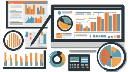 Poster - Business Data Analytics Report Charts   Graphs Illustration