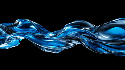Poster - A blue wave of water flows against a black background. Abstract art illustration
