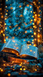 © Bartek - Enchanting Open Book with Bokeh Lights Outdoors at Twilight for Inspiring Literary and Holiday Theme