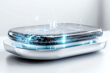 Poster - Innovative floating smart device with cutting-edge holographic display technology for enhanced user interaction and experience