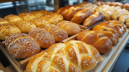 Assorted fresh fragrant breads on the table