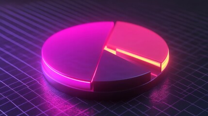 Poster - Vibrant Neon Pie Chart for Data Visualization
