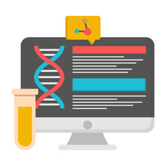 Sticker - Online DNa icon in flat design isolated on white background 

