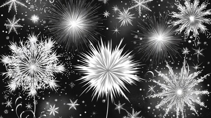 Poster - Abstract White and Silver Fireworks Display for New Year Celebration Generative AI