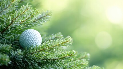 Festive Golf Course Celebration With a Christmas Tree and Ornament Generative AI