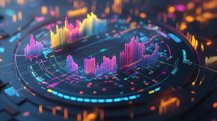 Leinwandbilder - Colorful Digital Data Visualization and Analysis Interface