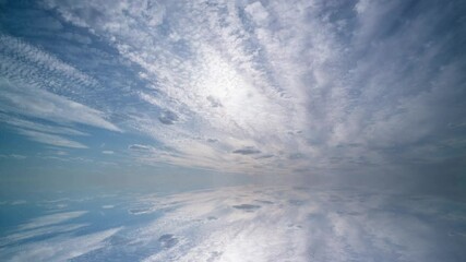 Wall Mural - movement of beautiful clouds across the sky with reflection in the lake, abstract, 4k, video, loop