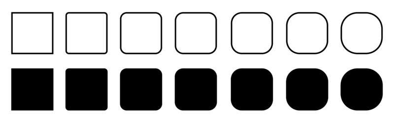 Poster - Squares set with rounded borders and corners in various styles flat and outline, geometric shapes and frames isolated
