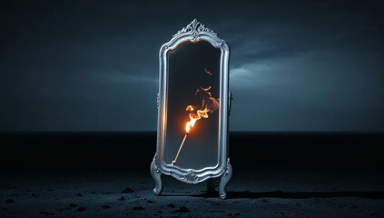 burning candle in the window