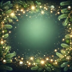 Wall Mural - elegant deep green christmas background with glowing lights