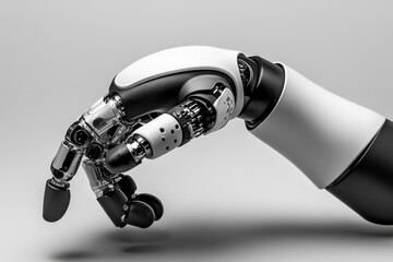 Aufkleber - Minimalist robotic arm, silhouetted against a plain background, representing sleek industrial design and automation