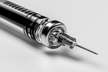 Aufkleber - Minimalist vaccine syringe in simple black and white, with clean lines and a modern design