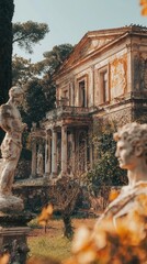 Ancient Roman Villa Surrounded by Lush Gardens