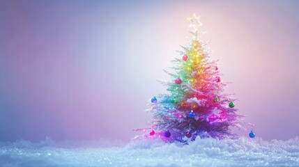 Poster - Rainbow-decorated Christmas Tree at Festive Celebration Generative AI