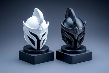 Aufkleber - Spartan warrior's helmet in minimalist black and white, with sleek, clean design and bold contrast