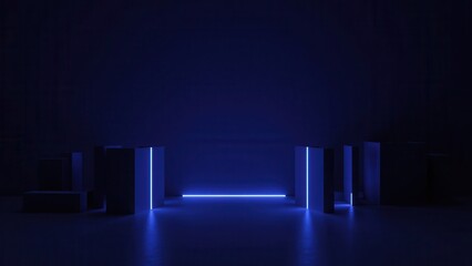 Poster - Neon Blue Background with Copyspace for Text
