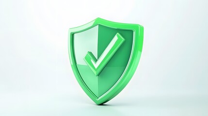 cartoon 3d Icon safety shield check mark perspective . green symbol security safety icon. Checkmark in minimalistic style. 3d vector illustration. white background