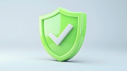 cartoon 3d Icon safety shield check mark perspective . green symbol security safety icon. Checkmark in minimalistic style. 3d vector illustration. white background