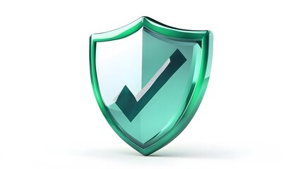 Wall Mural - cartoon 3d icon safety shield check mark perspective . green symbol security safety icon. checkmark 