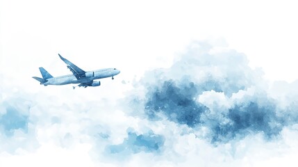 Wall Mural - An airplane soaring through a vibrant sky filled with clouds during a beautiful evening flight