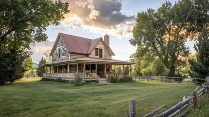 
Charming Colorado Farmhouse with Rustic Architecture, Lush Surroundings, and Classic Country-Style Elements