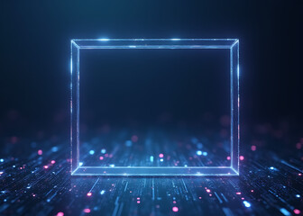 Poster - AI powered minimalist border frames with neural growth pathways showcase future tech skills in photo stock designs.